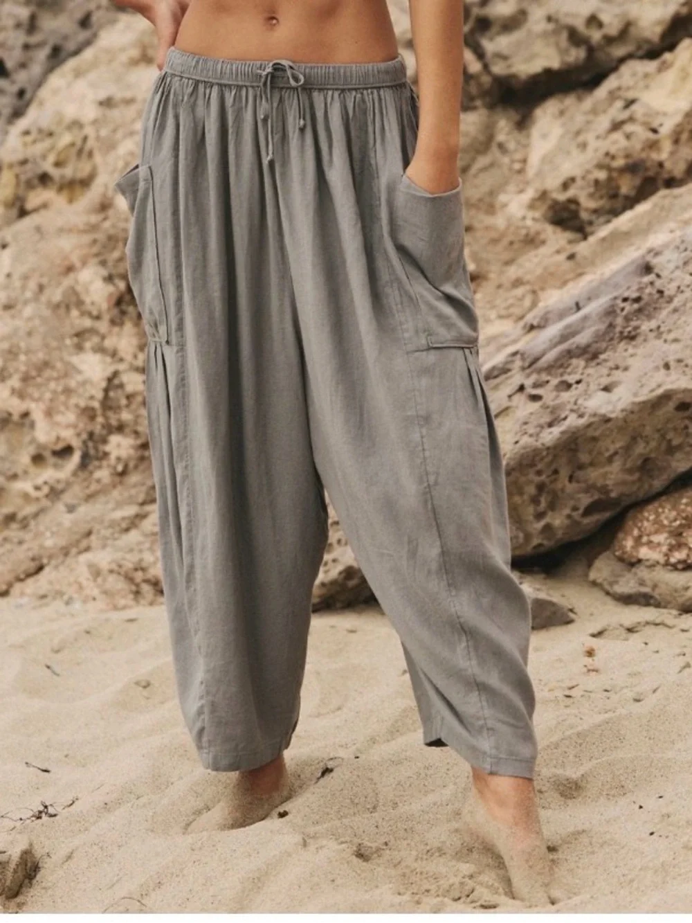 Relaxed Fit Women Pants in Gray - Picture 2 of 2
